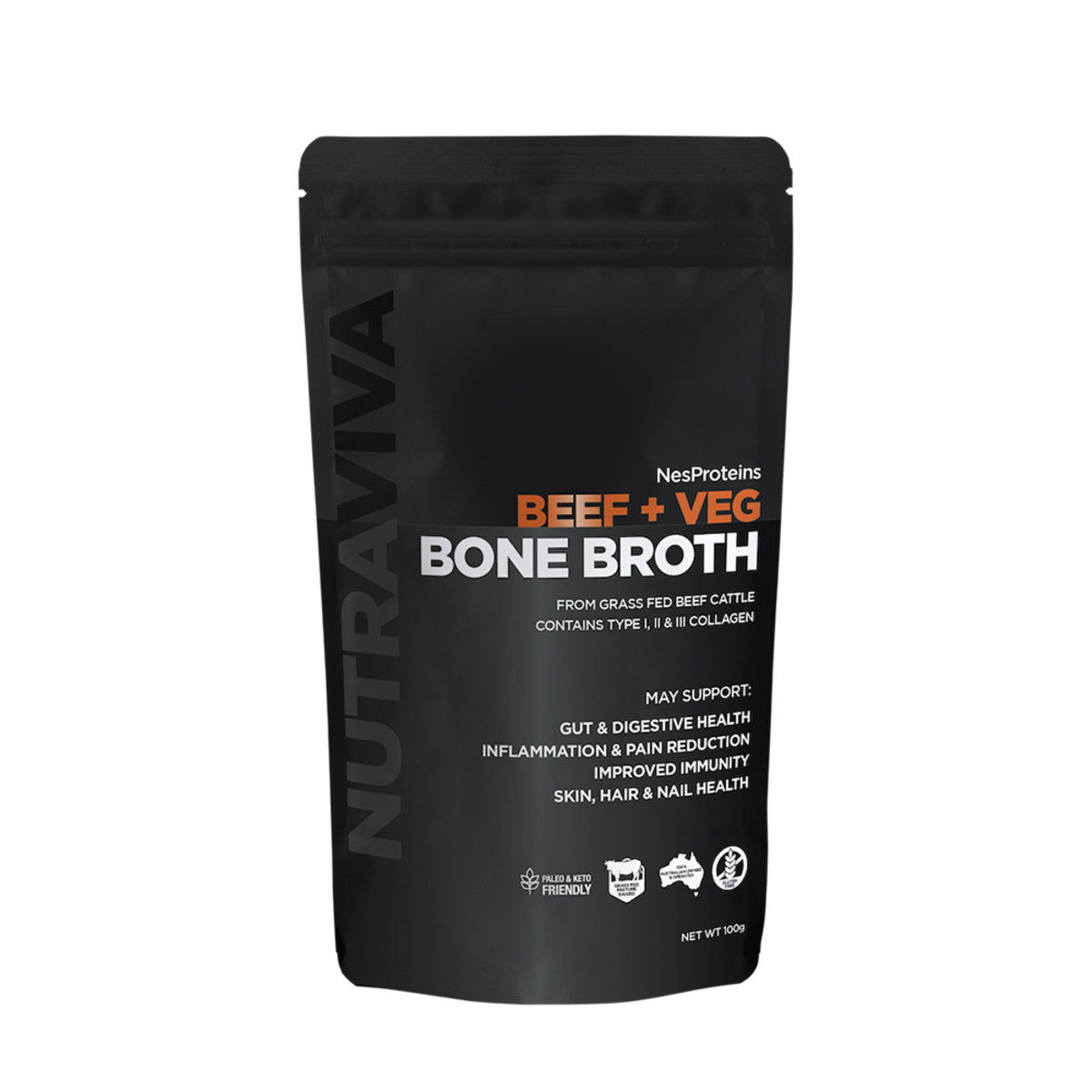 Nutraviva (NesProteins) Bone Broth Beef + Veg 100g - Cutprice Online