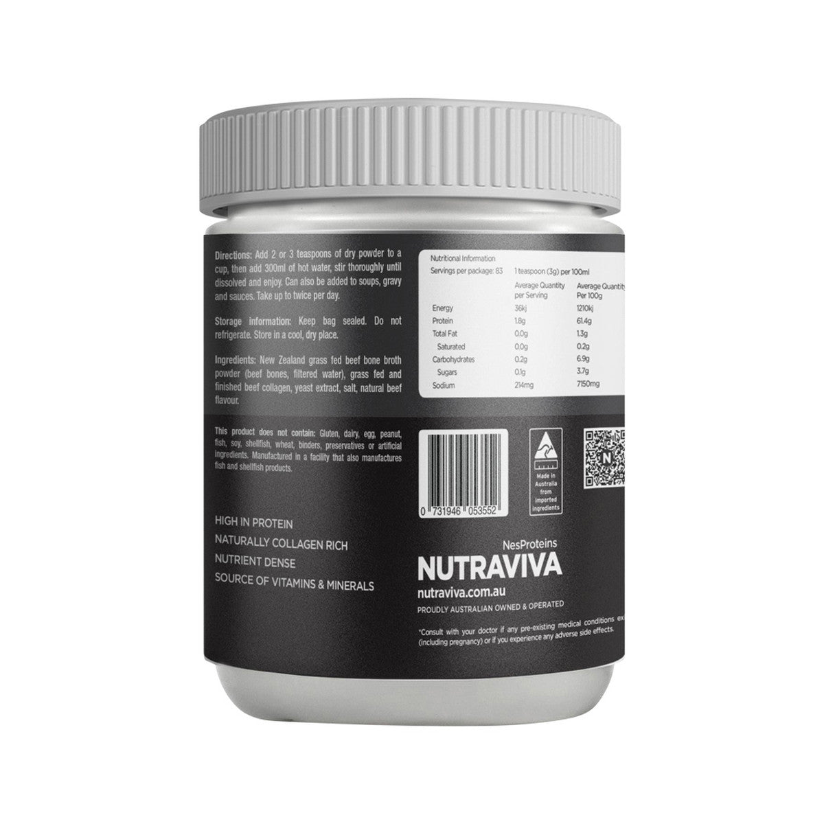 Nutraviva (NesProteins) Bone Broth Original Beef 250g - Cutprice Online