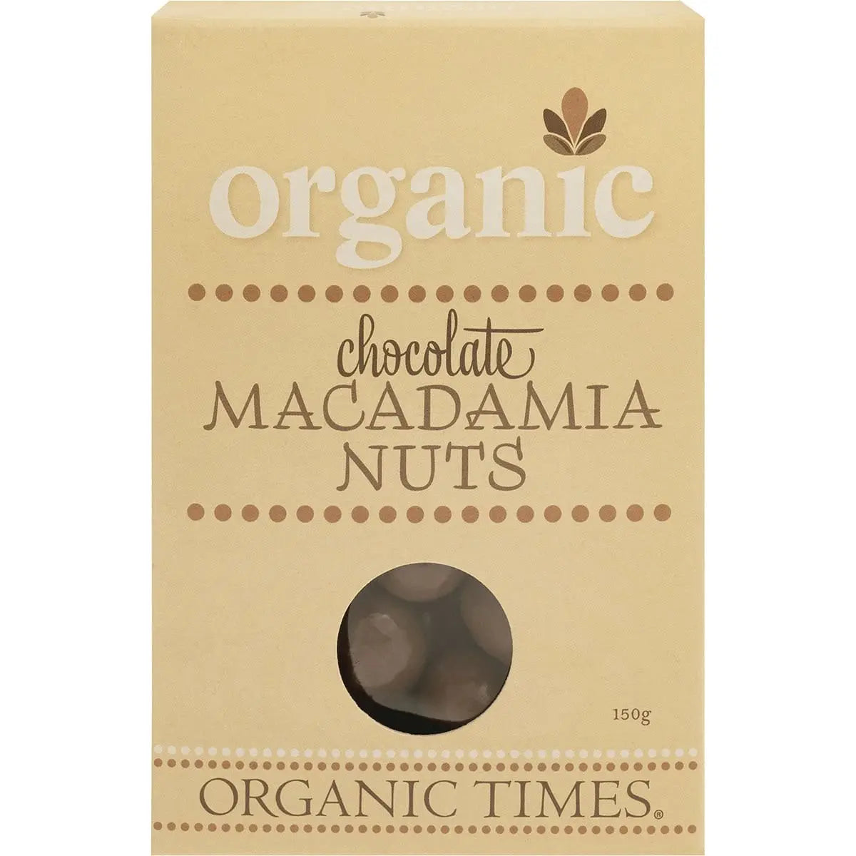 ORGANIC TIMES Milk Chocolate Macadamia Nuts 150g ORGANIC TIMES