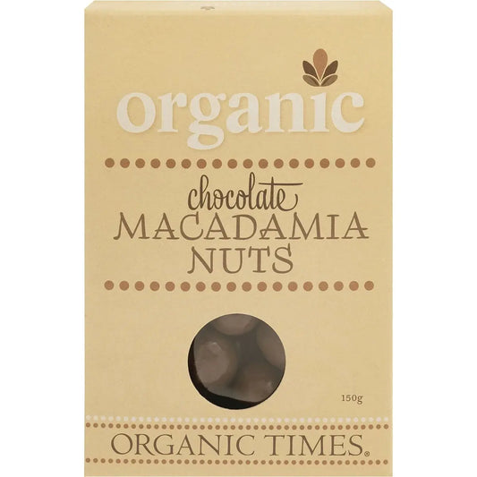 ORGANIC TIMES Milk Chocolate Macadamia Nuts 150g ORGANIC TIMES