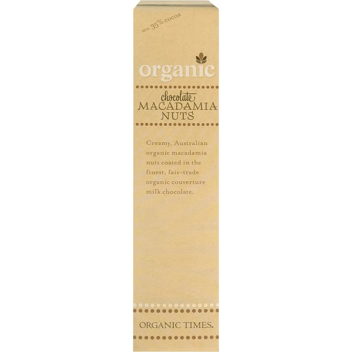 ORGANIC TIMES Milk Chocolate Macadamia Nuts 150g ORGANIC TIMES