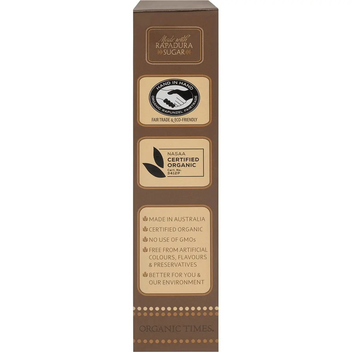 ORGANIC TIMES Dark Chocolate Macadamia Nuts 150g ORGANIC TIMES