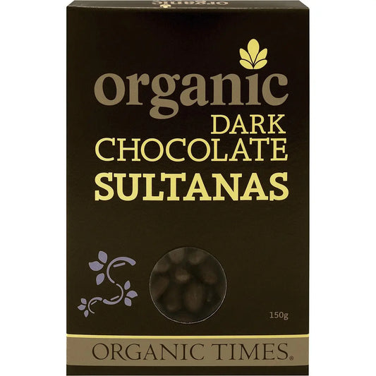 ORGANIC TIMES Dark Chocolate Sultanas 150g ORGANIC TIMES