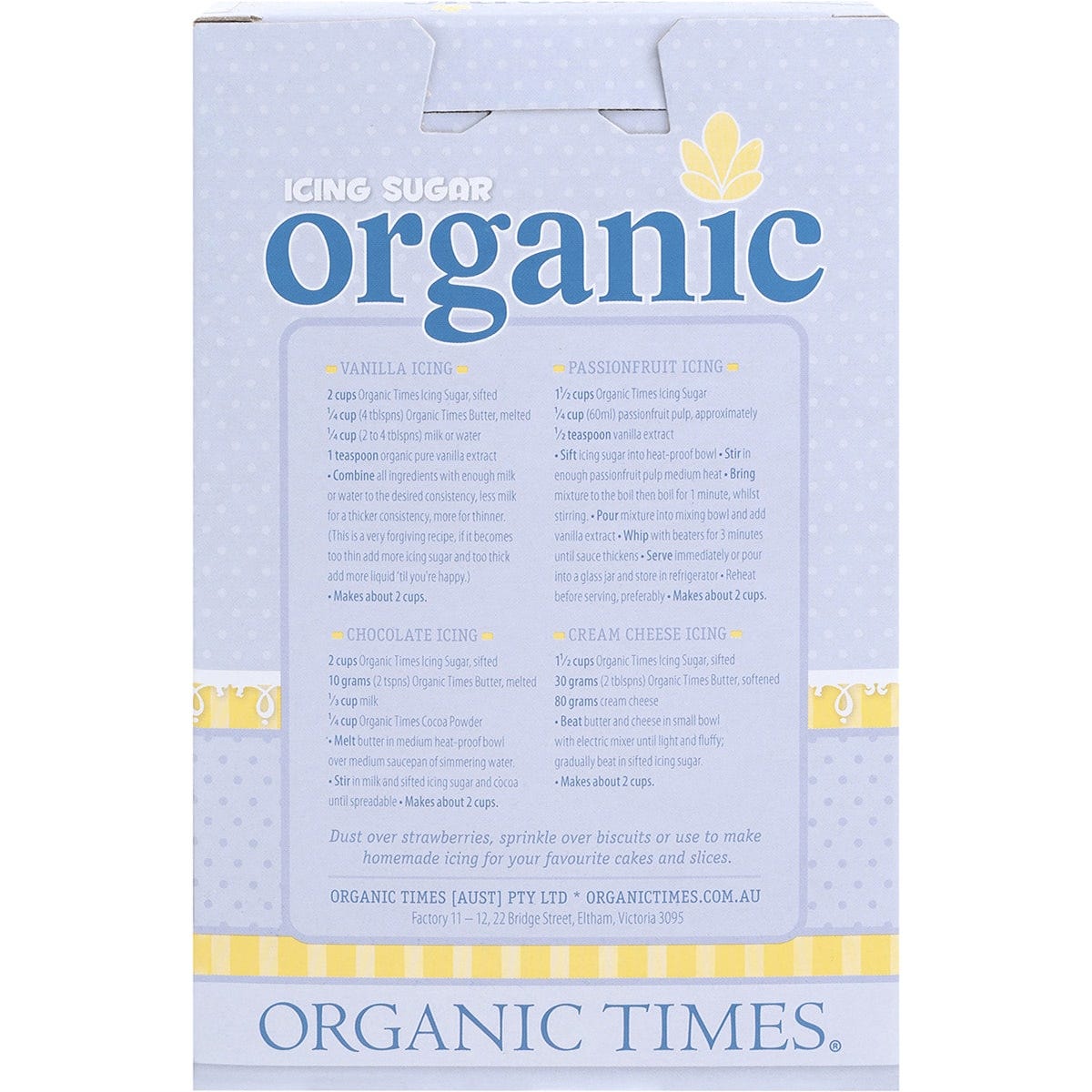 ORGANIC TIMES Icing Sugar 250g - Cutprice Online