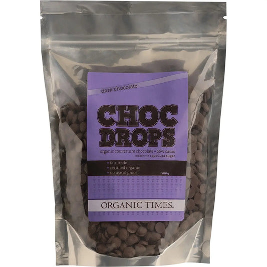 ORGANIC TIMES Choc Drops Dark Couverture Drops 500g ORGANIC TIMES