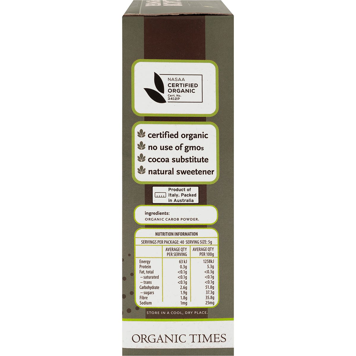 ORGANIC TIMES Carob Powder 200g - Cutprice Online