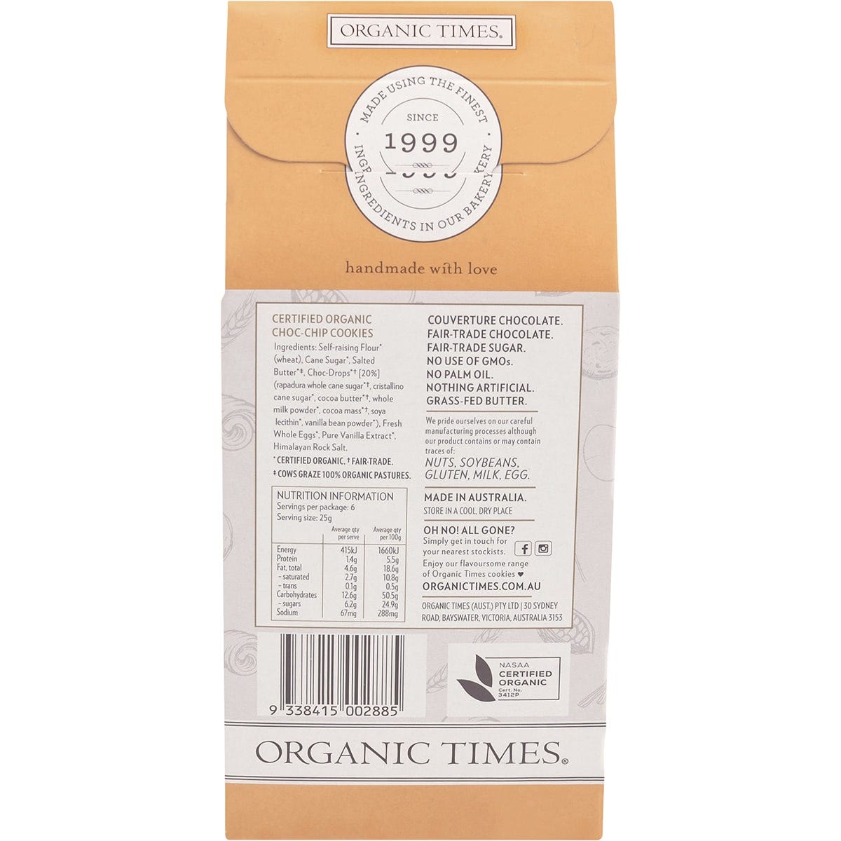 ORGANIC TIMES Cookies Choc Chip 150g - Cutprice Online