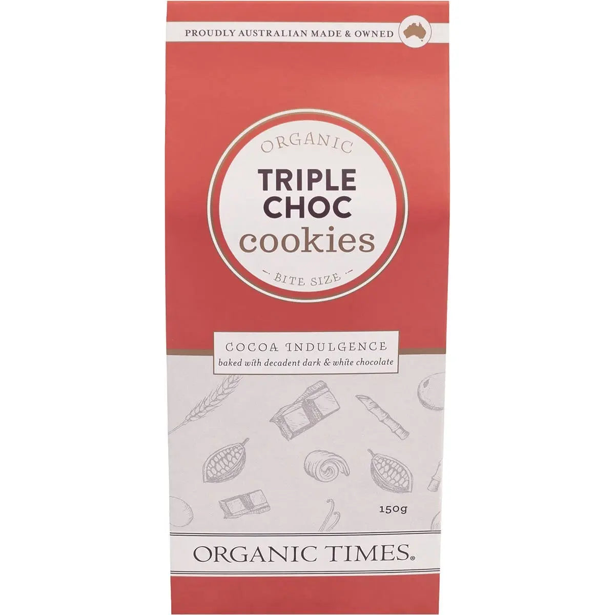 ORGANIC TIMES Cookies Triple Choc Chip 150g ORGANIC TIMES