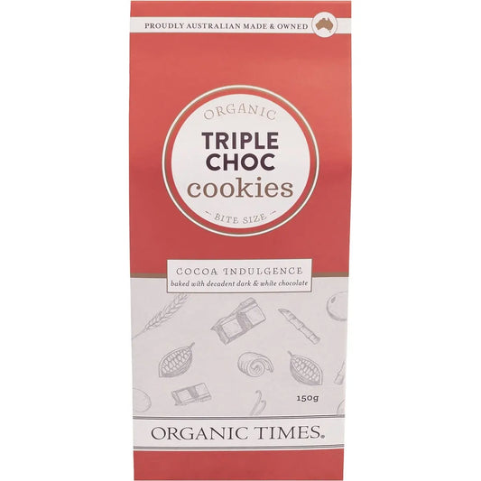 ORGANIC TIMES Cookies Triple Choc Chip 150g ORGANIC TIMES