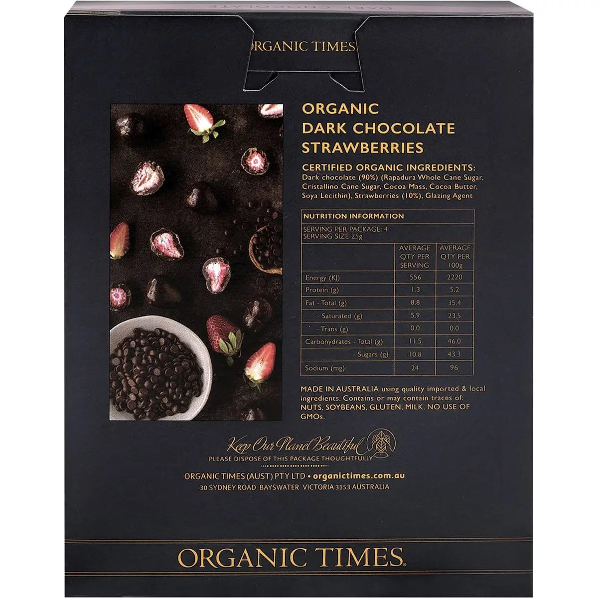 Organic Times Dark Chocolate Strawberries 100g ORGANIC TIMES