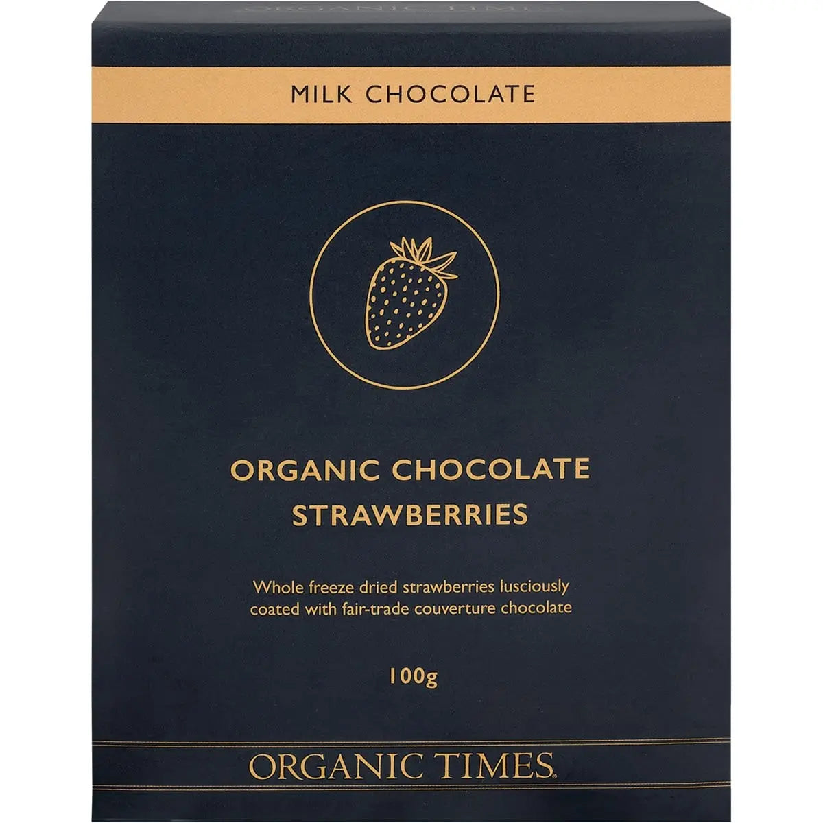 ORGANIC TIMES Milk Chocolate Strawberries 100g ORGANIC TIMES