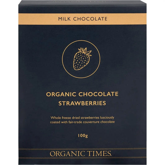 ORGANIC TIMES Milk Chocolate Strawberries 100g ORGANIC TIMES