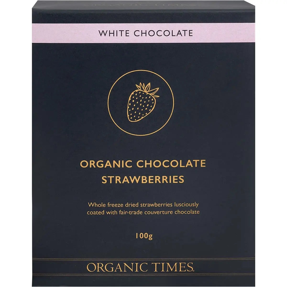 ORGANIC TIMES White Chocolate Strawberries 100g ORGANIC TIMES