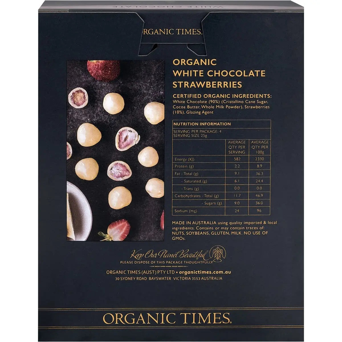 ORGANIC TIMES White Chocolate Strawberries 100g ORGANIC TIMES