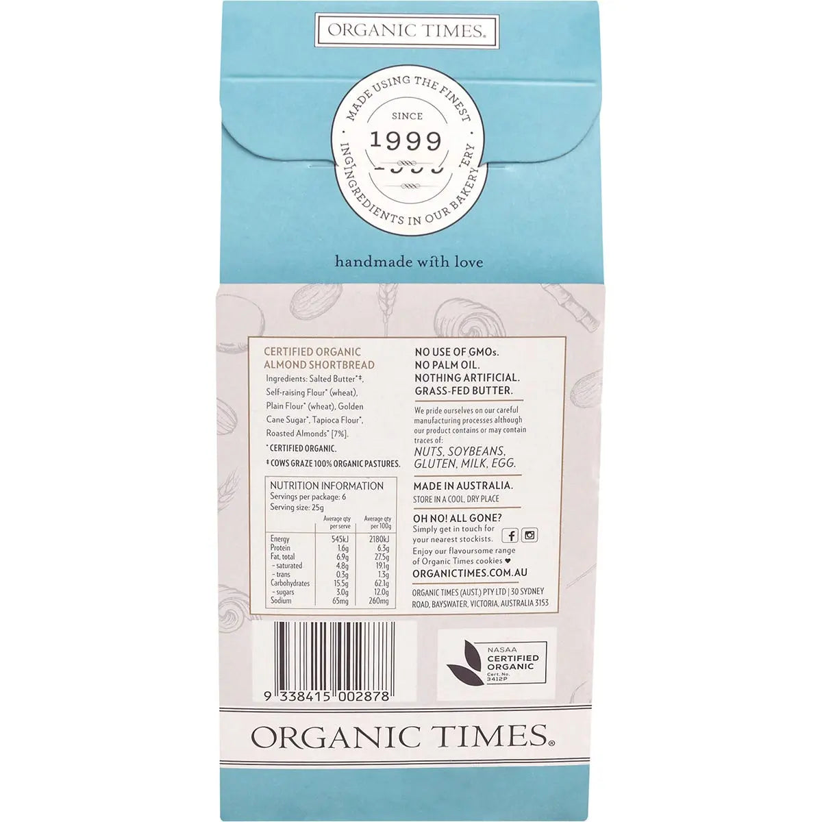 ORGANIC TIMES Cookies Almond Shortbread 150g ORGANIC TIMES