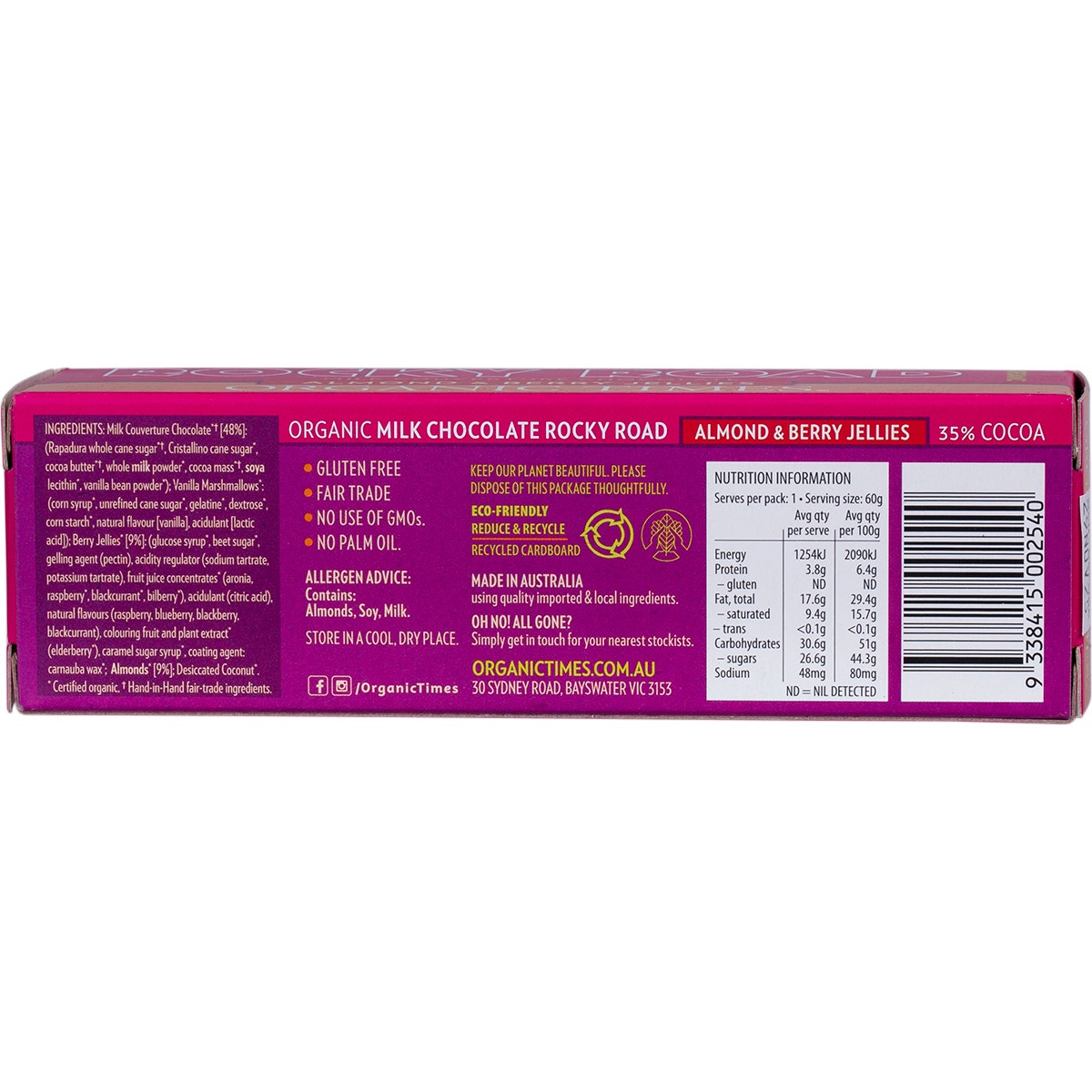 Organic Times Rocky Road Milk Chocolate 60g - Cutprice Online