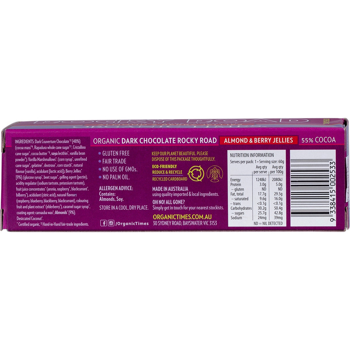 Organic Times Rocky Road Dark Chocolate 60g - Cutprice Online