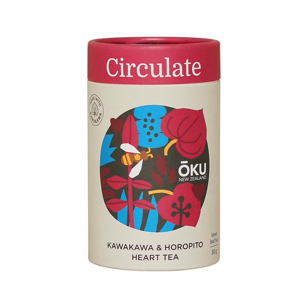 Oku New Zealand Circulate Kawakawa & Horopito Heart Tea Loose Leaf 30g