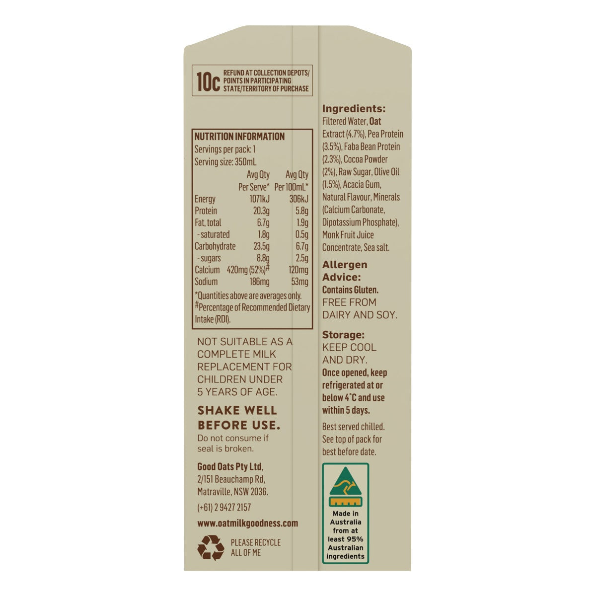 Omg Oat Milk Chocolate Proatein 12x350ml