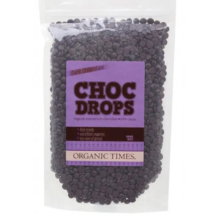ORGANIC TIMES Choc Drops Dark Couverture Drops 500g ORGANIC TIMES