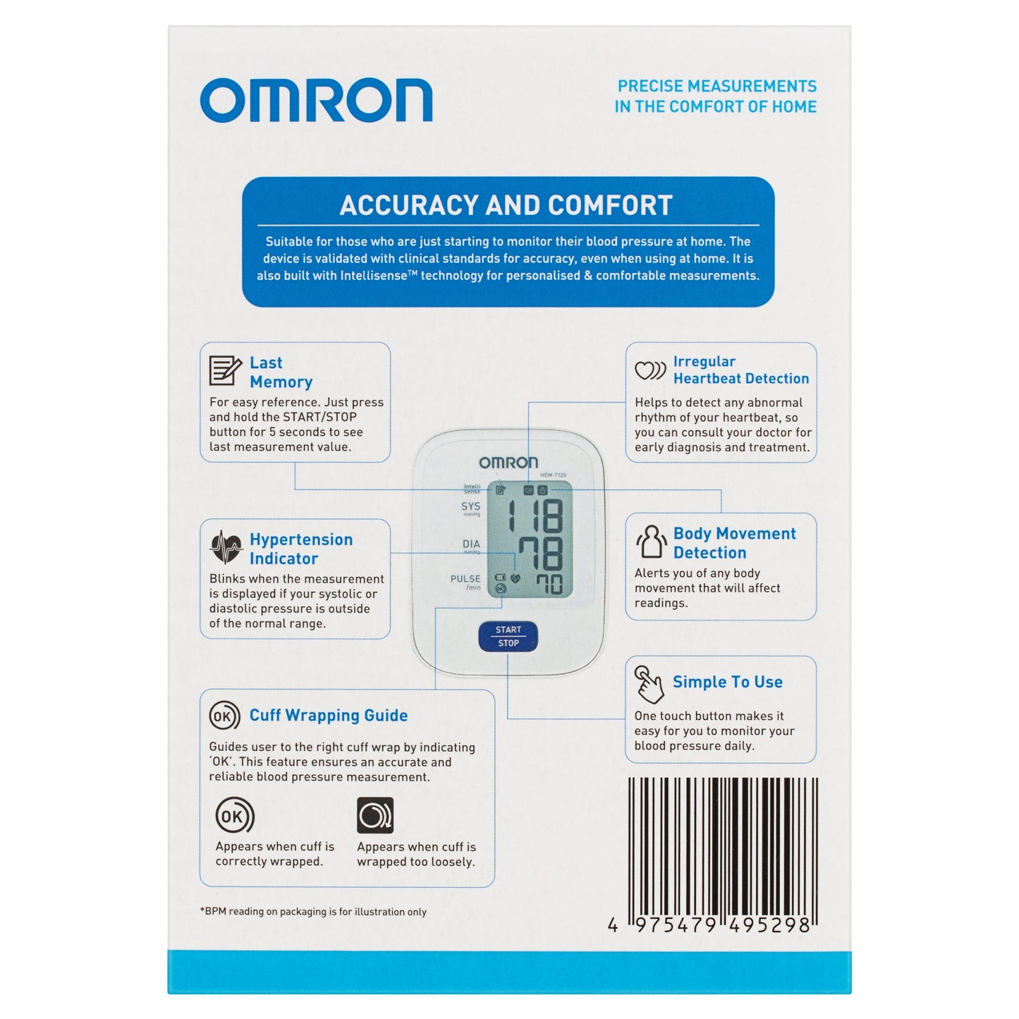 Omron HEM7120 Basic Blood Pressure Monitor 22-32CM - Cutprice Online
