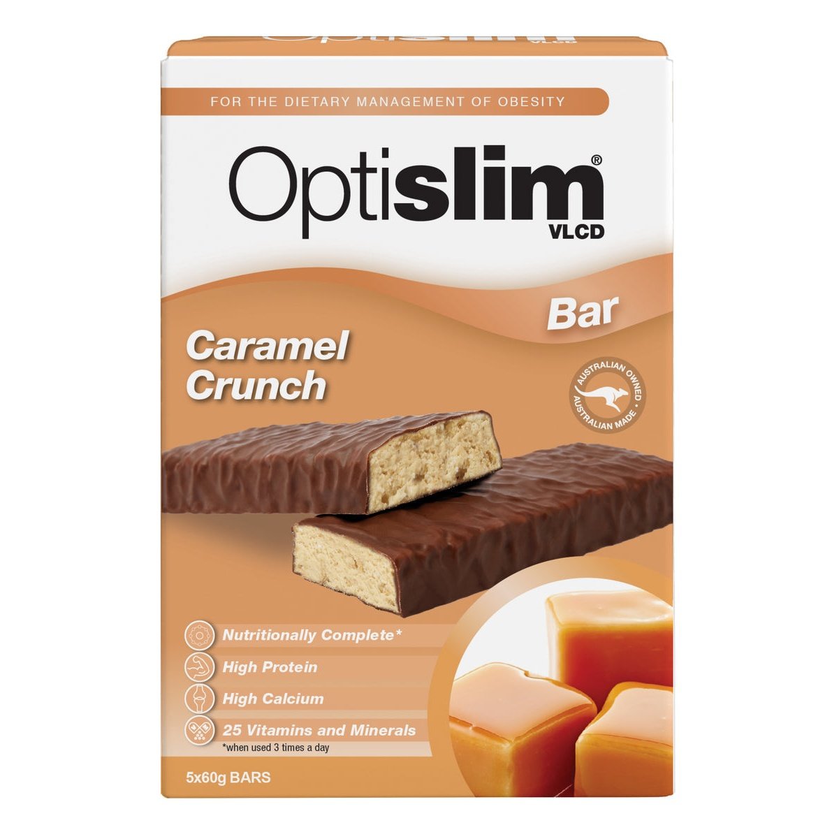 OPTISLIM VLCD Caramel Crunch Bar 5 x 60g - Cutprice Online