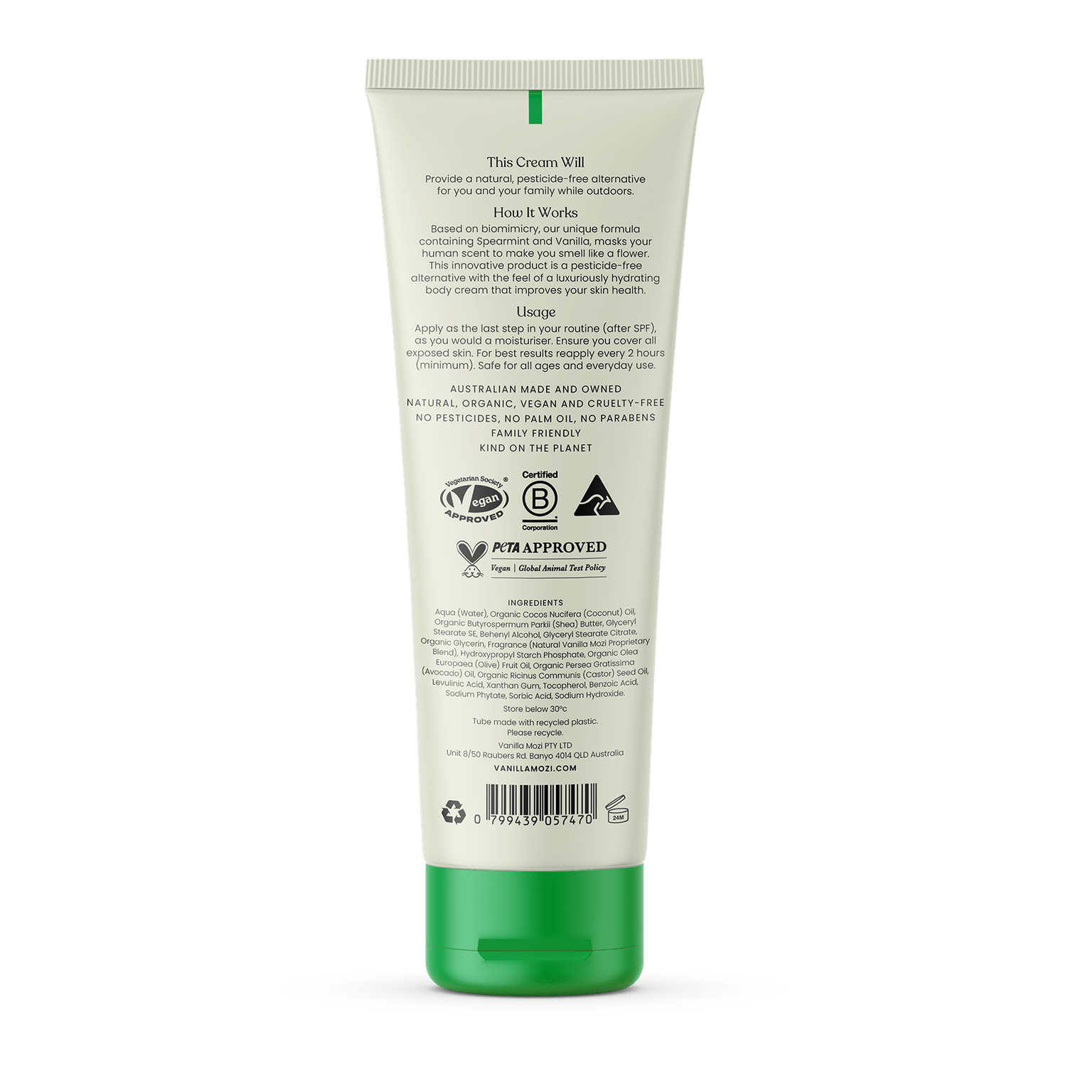 Vanilla Mozi Bite-Proof Body Cream Vanilla & Spearmint 250ml vanilla Mozi