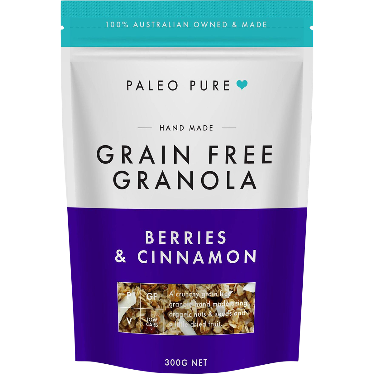 Paleo Pure Organic Grain Free Berries & Cinnamon Granola 300g