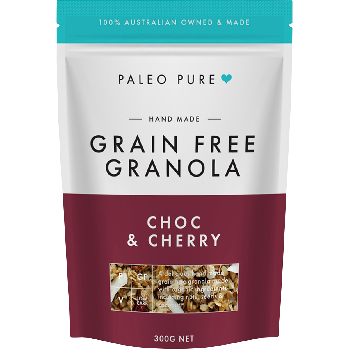 Paleo Pure Organic Grain Free Choc & Cherry Granola 300g