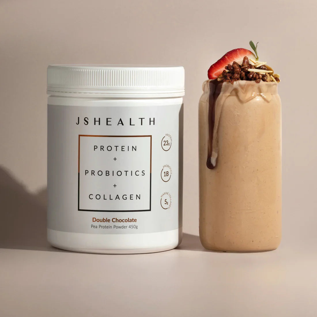 JSHealth Protein + Probiotics + Collagen Double Chocolate 450g