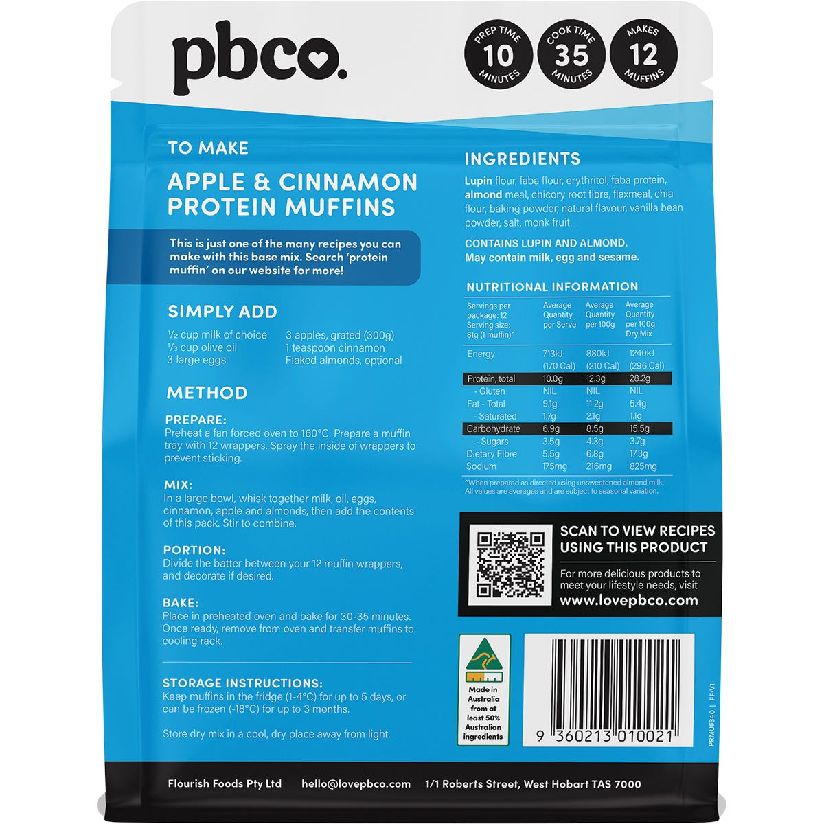 PBCO Protein Muffin Mix Plant Protein 340g - Cutprice Online