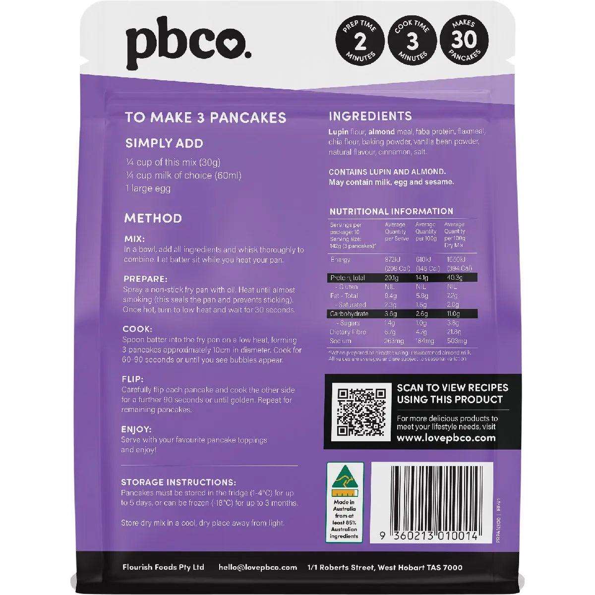 PBCO Protein Pancakes Mix Plant Protein 300g PBCO