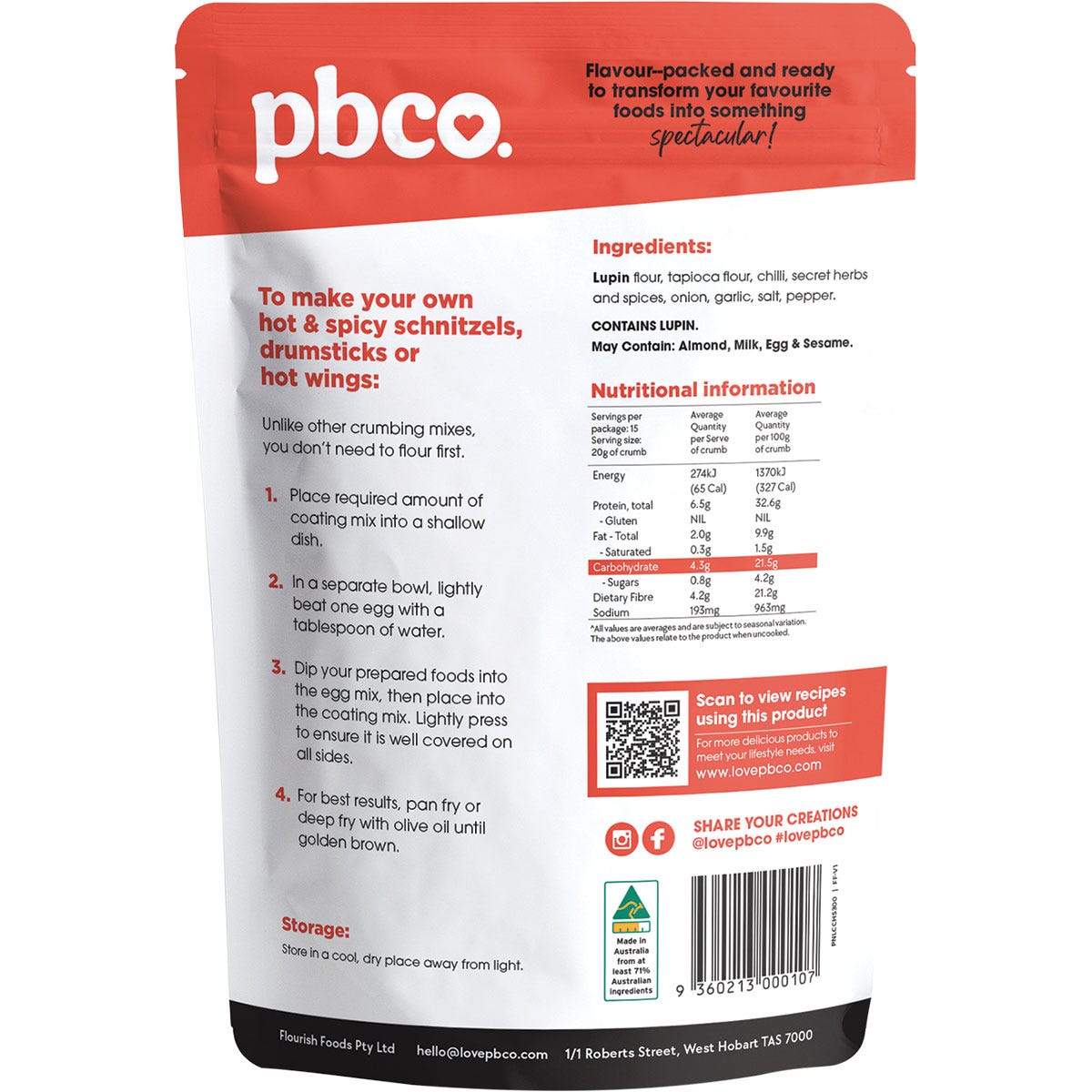 PBCO Low Carb Crumb Hot & Spicy 300g - Cutprice Online
