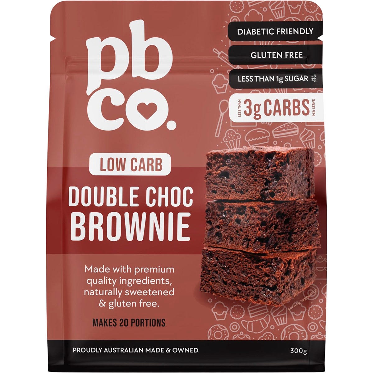 PBCo Double Choc Brownie Low Carb 300g - Cutprice Online
