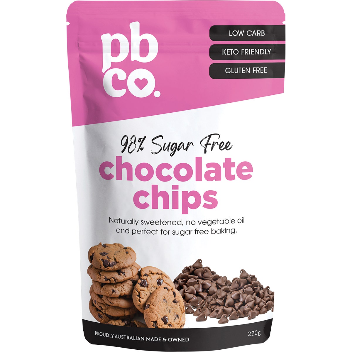 PBCO Chocolate Chips 98% Sugar Free 220g - Cutprice Online