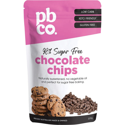PBCO Chocolate Chips 98% Sugar Free 220g - Cutprice Online