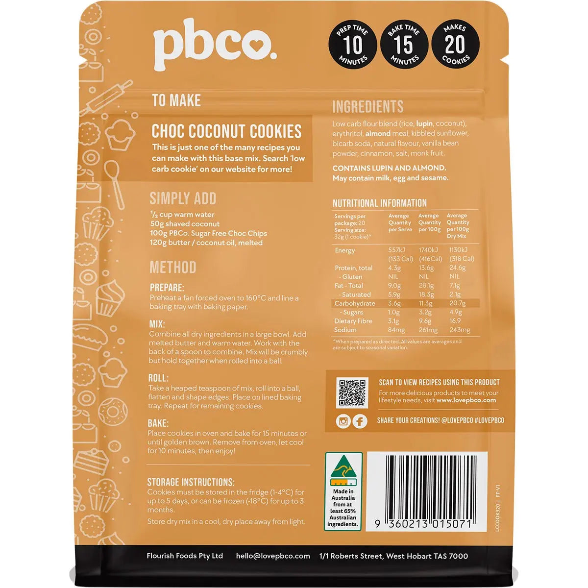 PBCO Cookie Mix Low Carb 320g PBCO