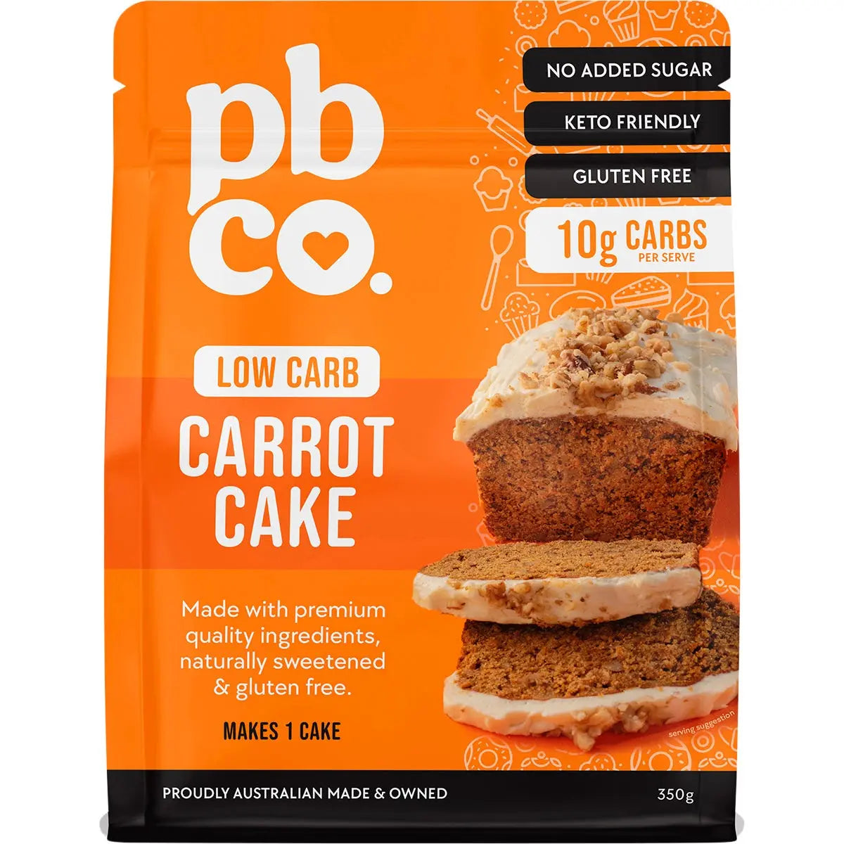 PBCO Carrot Cake Mix Low Carb 350g PBCO