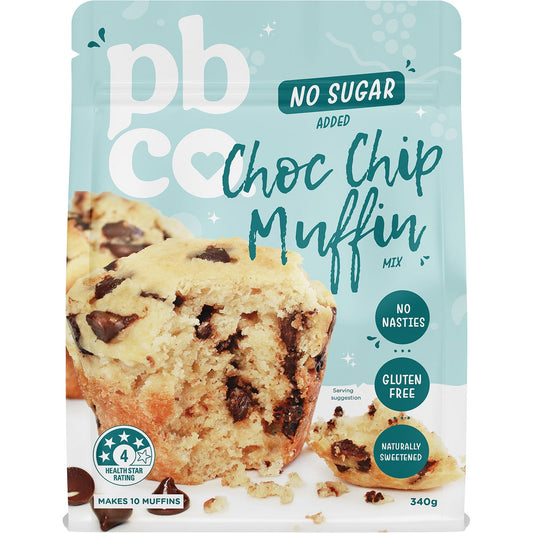 PBCO Choc Chip Muffin Mix No Sugar Added 340g - Cutprice Online