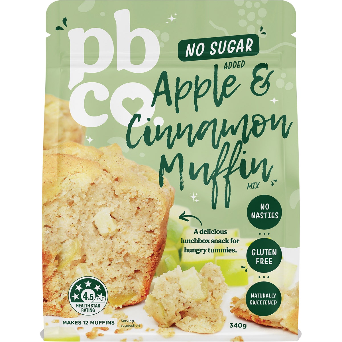 PBCO Apple Cinnamon Muffin Mix No Sugar Added 340g - Cutprice Online
