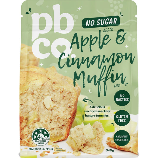 PBCO Apple Cinnamon Muffin Mix No Sugar Added 340g - Cutprice Online