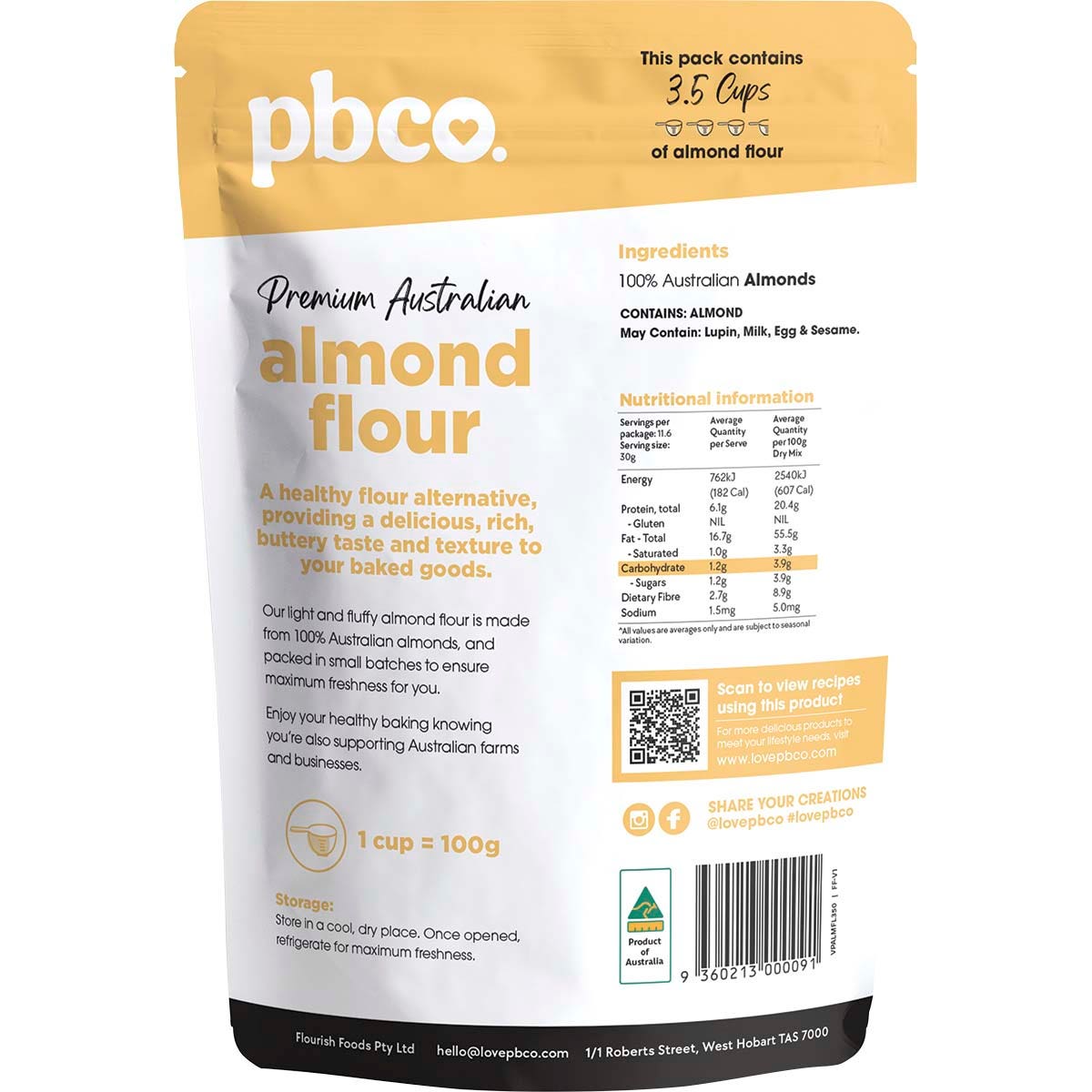 Pbco Almond Flour Premium Australian 350g - Cutprice Online