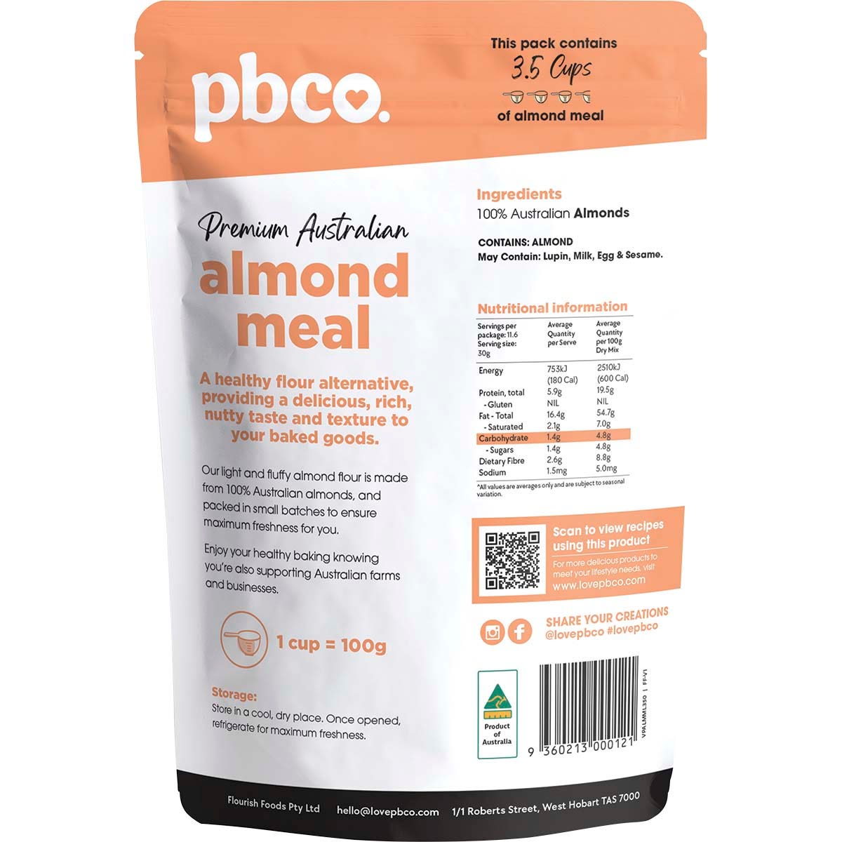 Pbco Almond Meal Premium Australian 350g - Cutprice Online