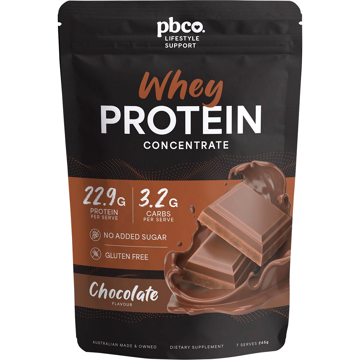 PBCo Whey Protein Concentrate Chocolate 245g - Cutprice Online