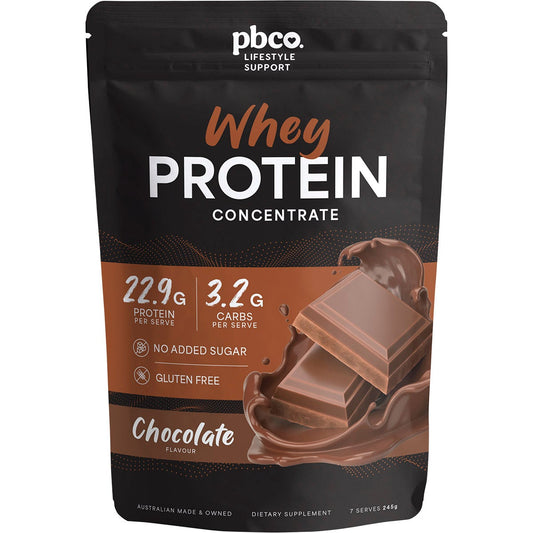 PBCo Whey Protein Concentrate Chocolate 245g - Cutprice Online