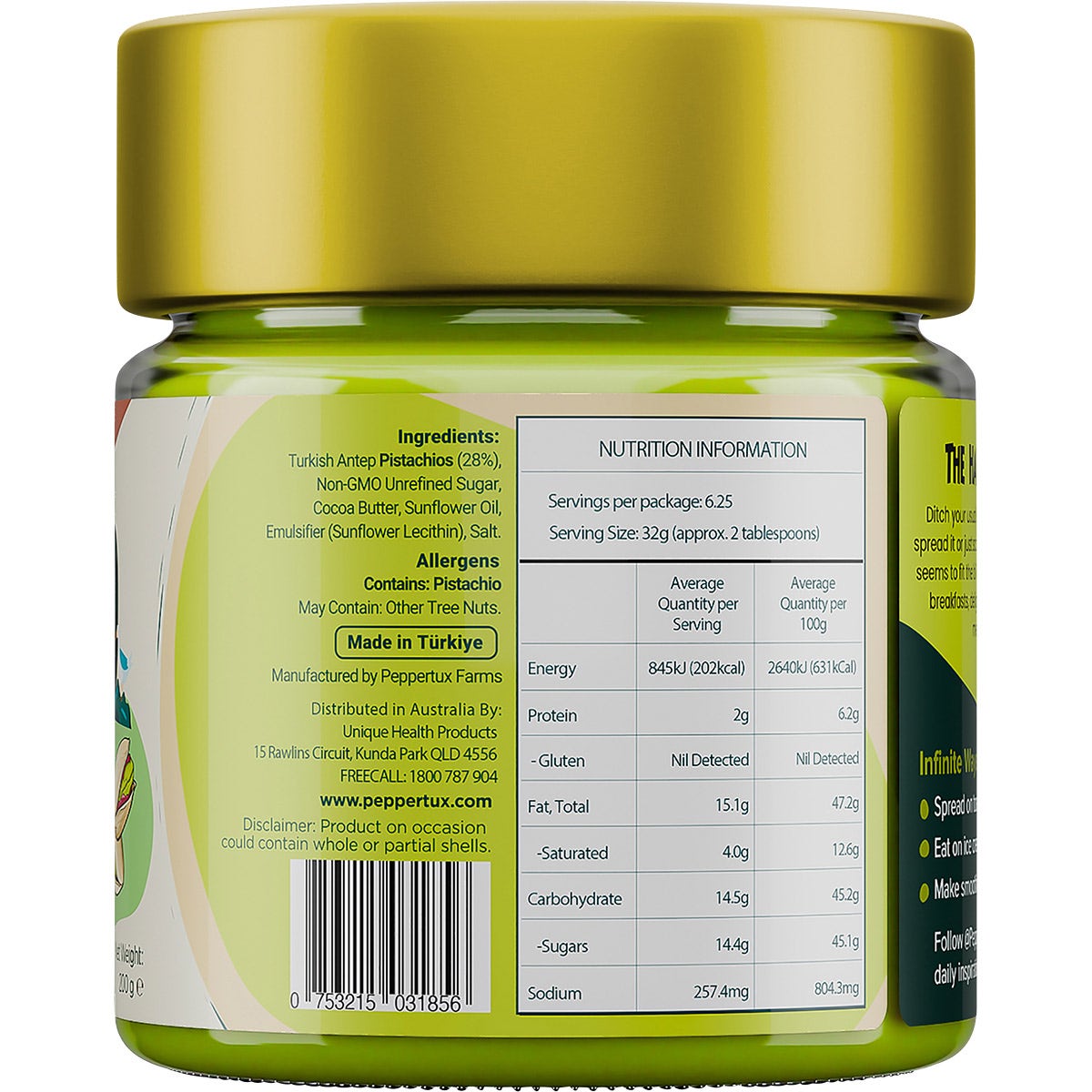 Peppertux Turkish Pistachio Cream 200g - Cutprice Online