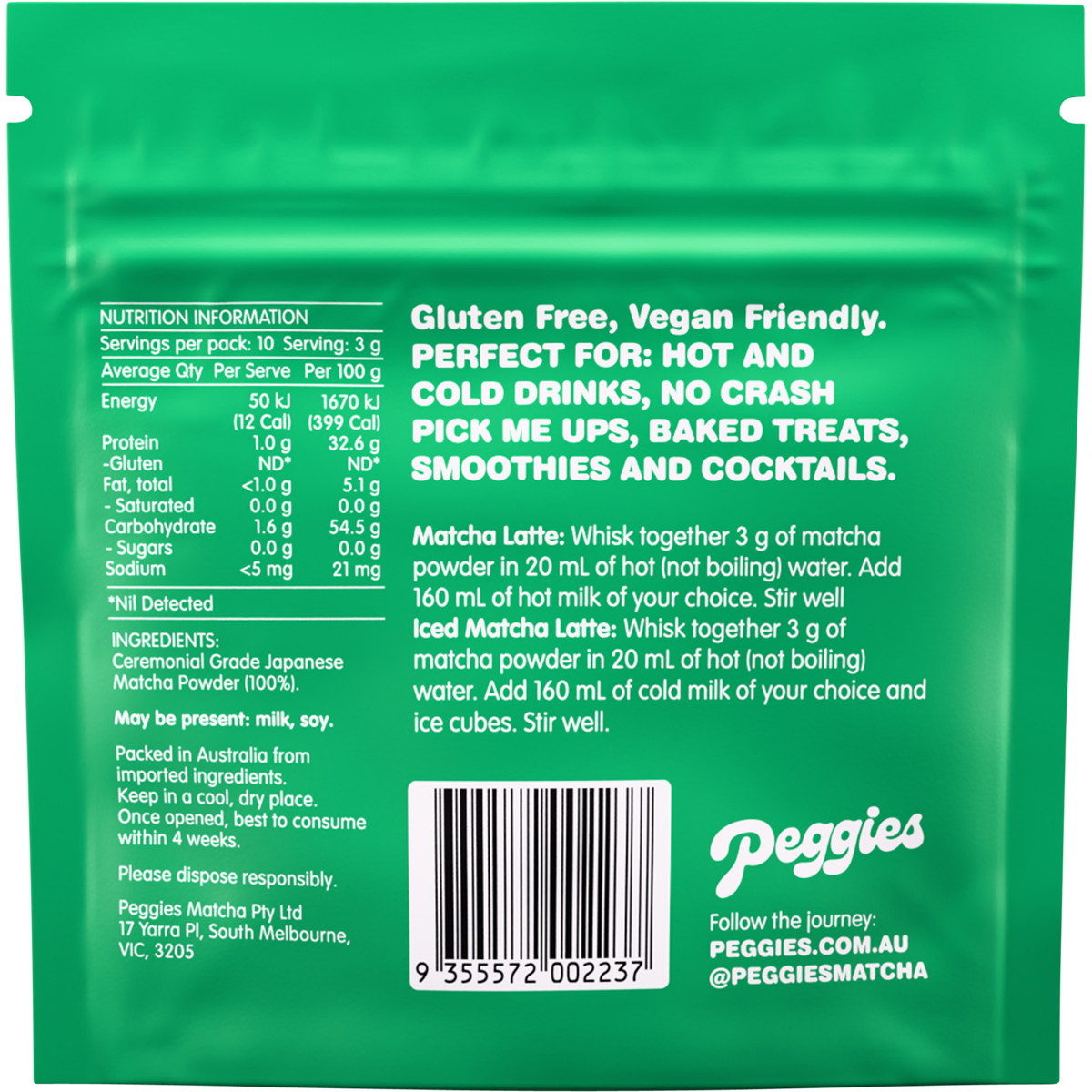 Peggies Ceremonial Grade Matcha 30g