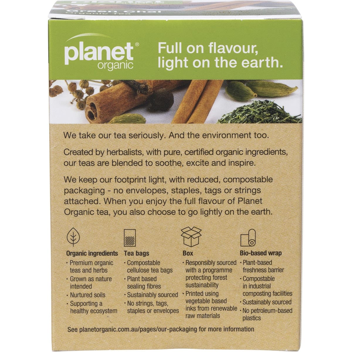 Planet Organic Organic Green Chai Tea x 25 Tea Bags - Cutprice Online