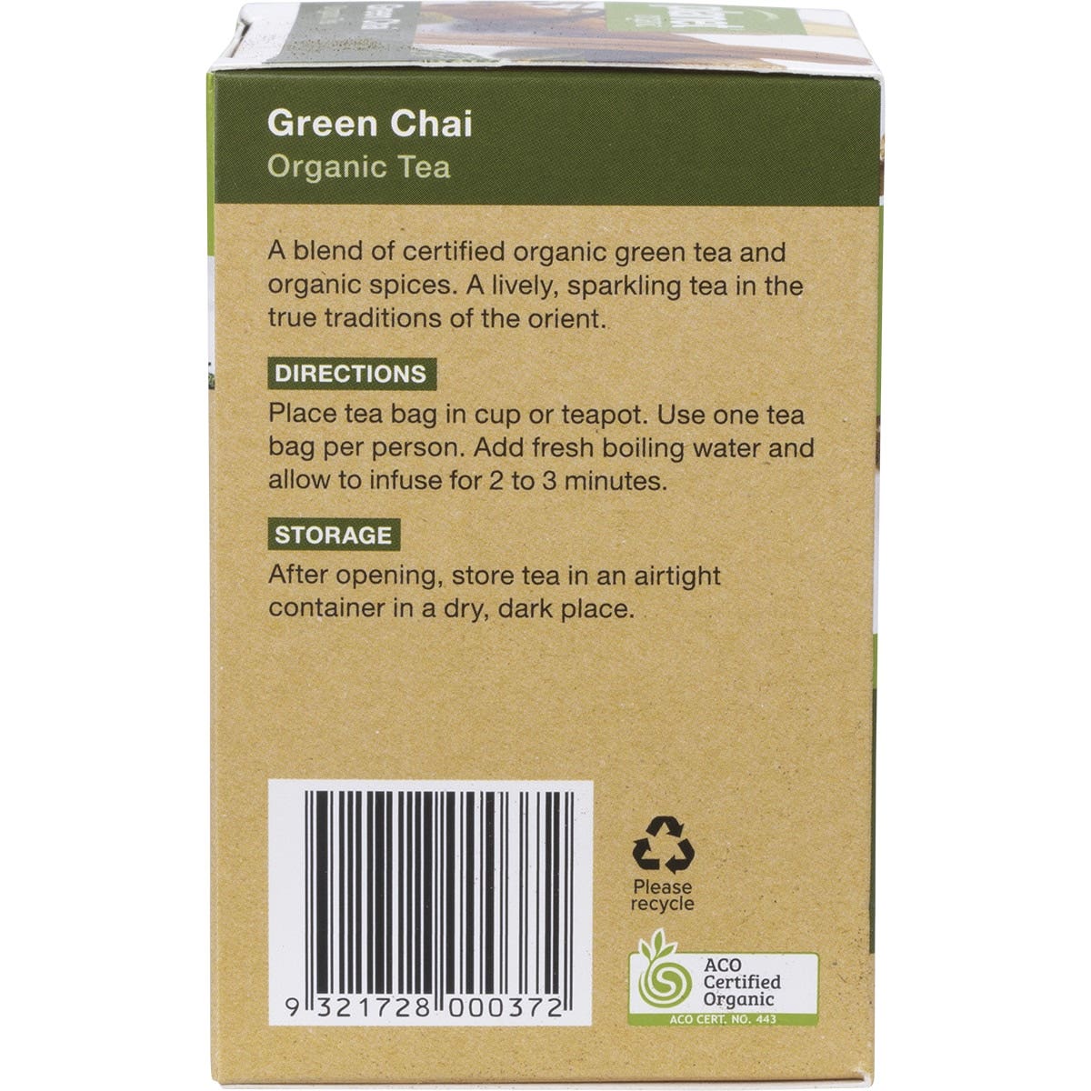 Planet Organic Organic Green Chai Tea x 25 Tea Bags - Cutprice Online
