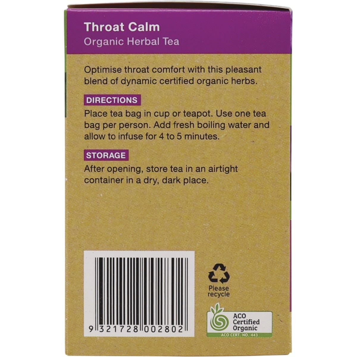 Planet Organic Organic Throat Calm Herbal Tea x 25 Tea Bags - Cutprice Online